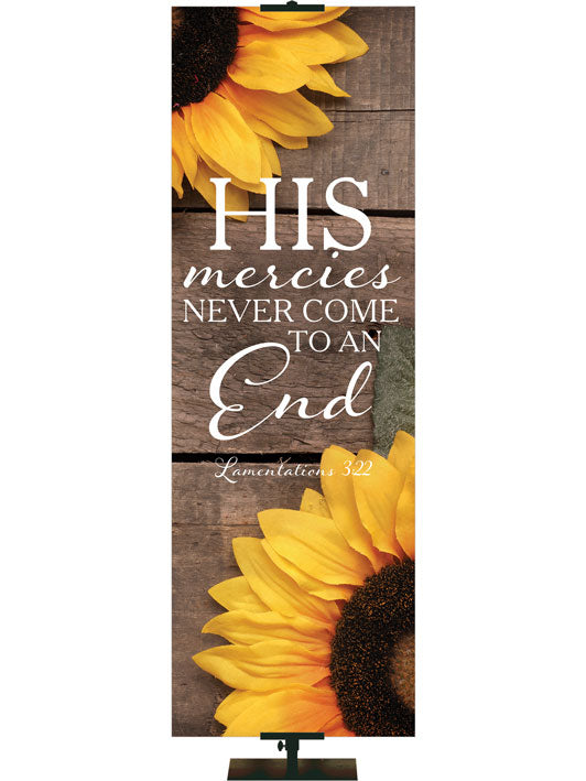 His Mercies Never End Lamentations 3:22 Autumn Heartland Design B Left
