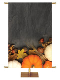 Autumn Heartland Design C Right rustic gray Design with white pumpkins and autumn decor on bottom right