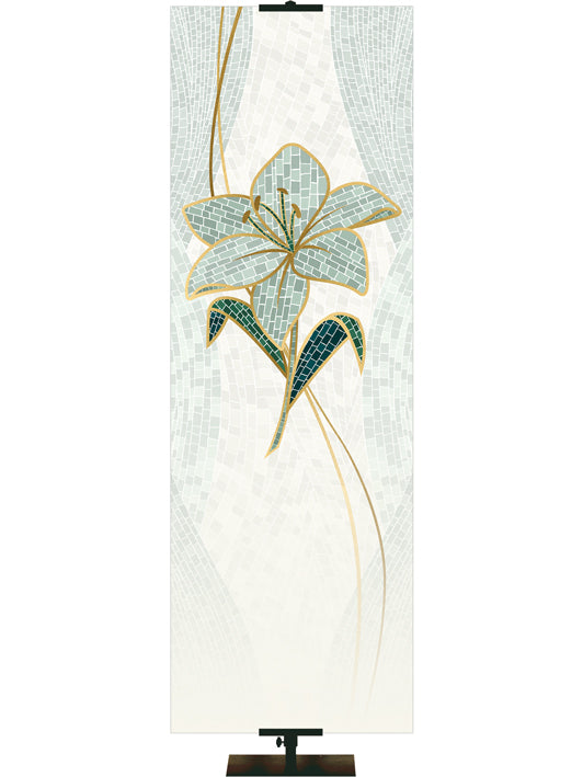 Custom Banner Easter Mosaic He Who Believes in Me Will Live