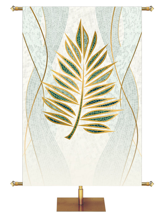 Custom Church Banner Background with Palm Symbol in the look of classic Christian Mosaic Art