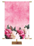 Custom Banner Background Happy Mother's Day on Pink with Pink and White Peony Flowers