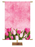 Custom Banner Background Happy Mother's Day in Pink with Pink and White Tulips