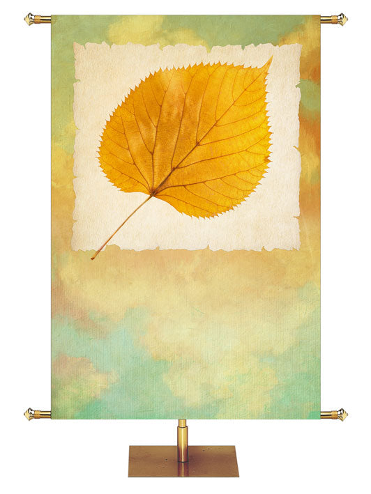 Custom Banner for Fall and Thanksgiving with Aspen leaf on muted water color background