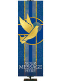 Dove Symbol Tapestries of Faith Custom Church Banner in liturgical colors of Blue, Green, Purple, Red or White