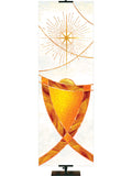 Manger Left with gold accents in White or Red Luminescent Christmas Custom Banner