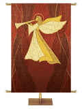 Custom Banner Angel with Trumpet in Gold facing left Christmas Mosaic Design in Blue, Green, Red or Purple