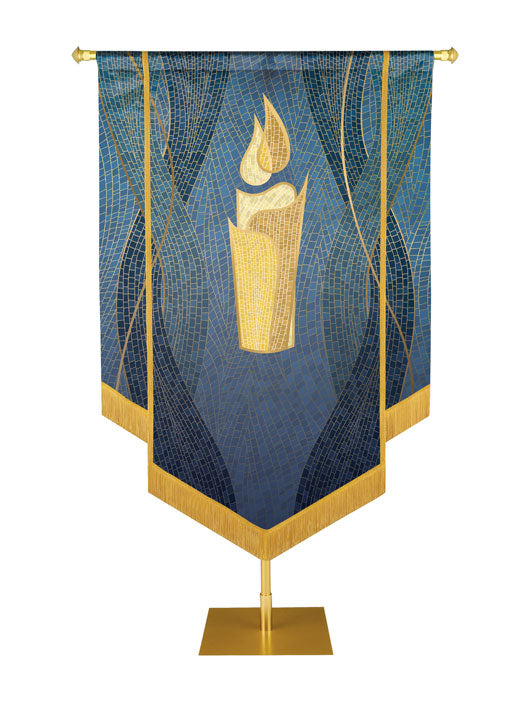 Custom Embellished Banner Christmas Mosaic Candle Left
