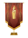 Custom Embellished Banner Christmas Mosaic Candle Left, Red