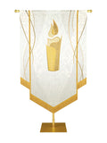 Custom Embellished Banner Christmas Mosaic Candle Left, White