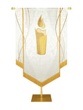 Custom Embellished Banner Christmas Mosaic Candle Right, White