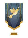 Custom Embellished Banner Christmas Mosaic Dove Right, Blue