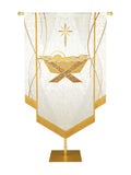 Custom Embellished Banner Christmas Mosaic Manger Right, White