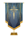 Custom Embellished Banner Christmas Mosaic Star Left, Blue