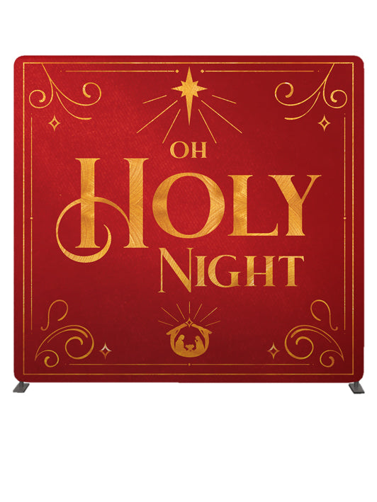 O Holy Night Shimmering Christmas 8' Backdrop With Tube Display Stand