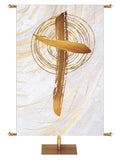 Cross Symbol in Gold on White Banner Left Wide Format Echoes of Easter