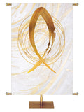 Fish Symbol in Gold on White Banner Left Wide Format Echoes of Easter