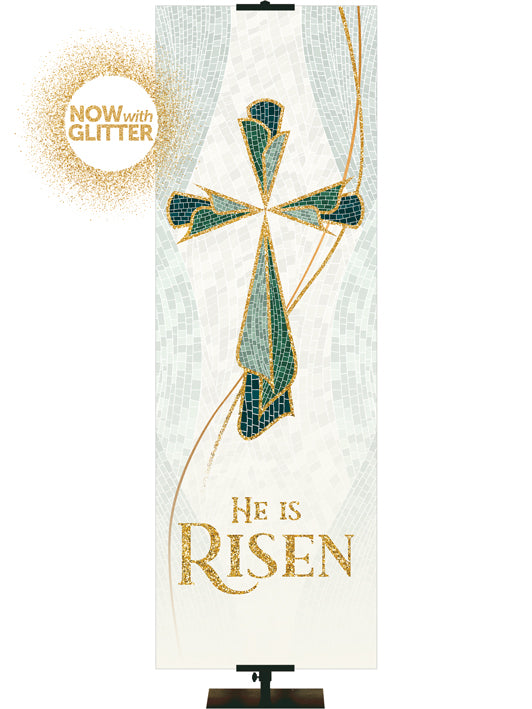 Easter Mosaic He Is Risen with Glitter Accents