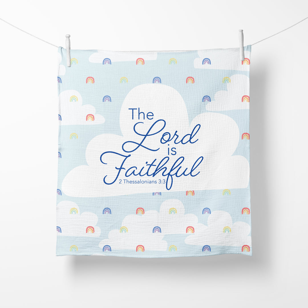 The Lord is Faithful Rainbows Baby Swaddle Faith Blanket