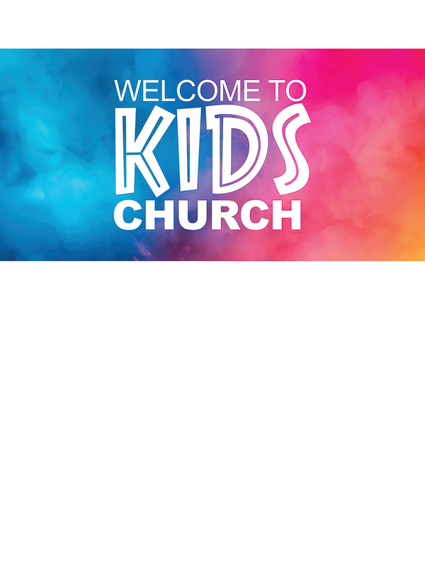 Welcome To Kids Church Gradient Mist Horizontal Banner