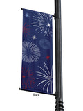 Back view of Light Pole Banner Patriotic with Fireworks