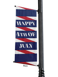 Light Pole Banner Happy Fourth Stripes