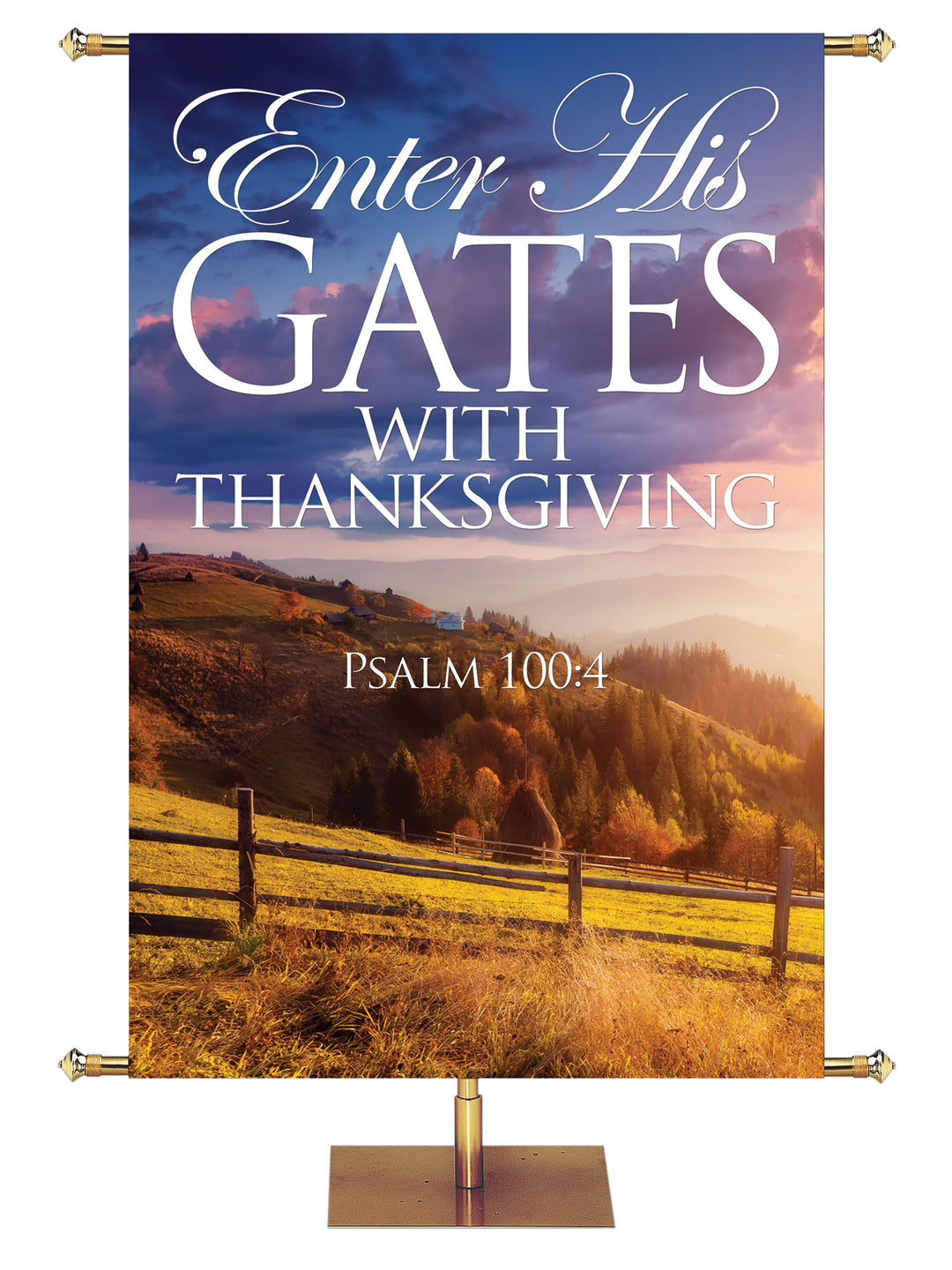Overstock Memories of Autumn Enter His Gates With Thanksgiving Overstock Clearance Banner 3X5