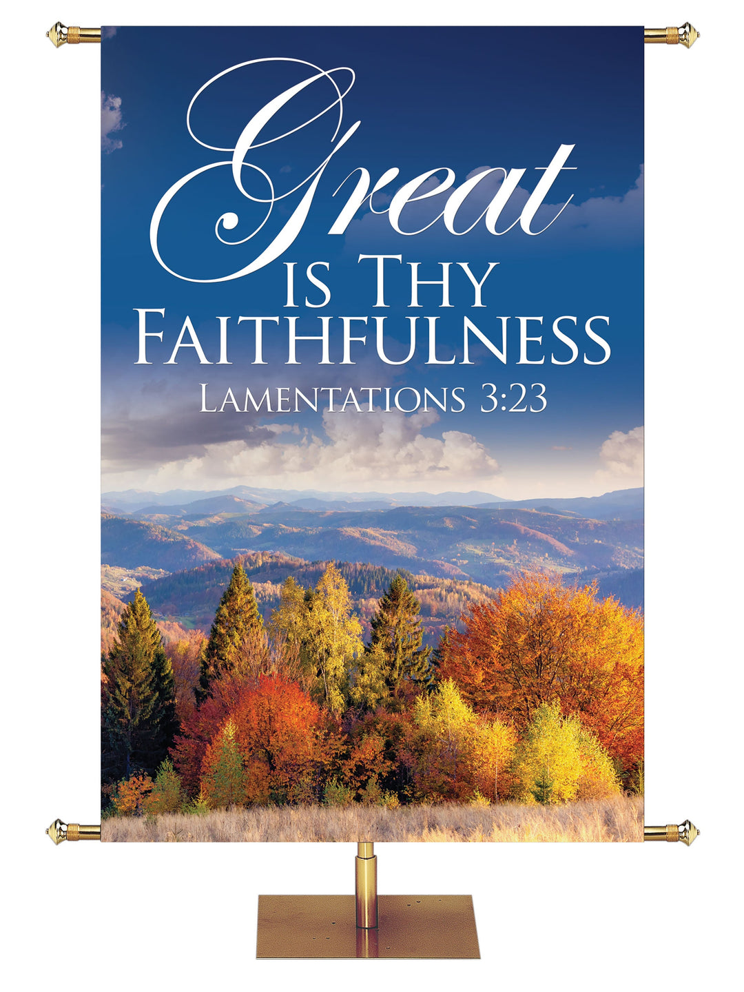 Overstock Memories of Autumn Great Is Thy Faithfulness Overstock Clearance Banner 5X7