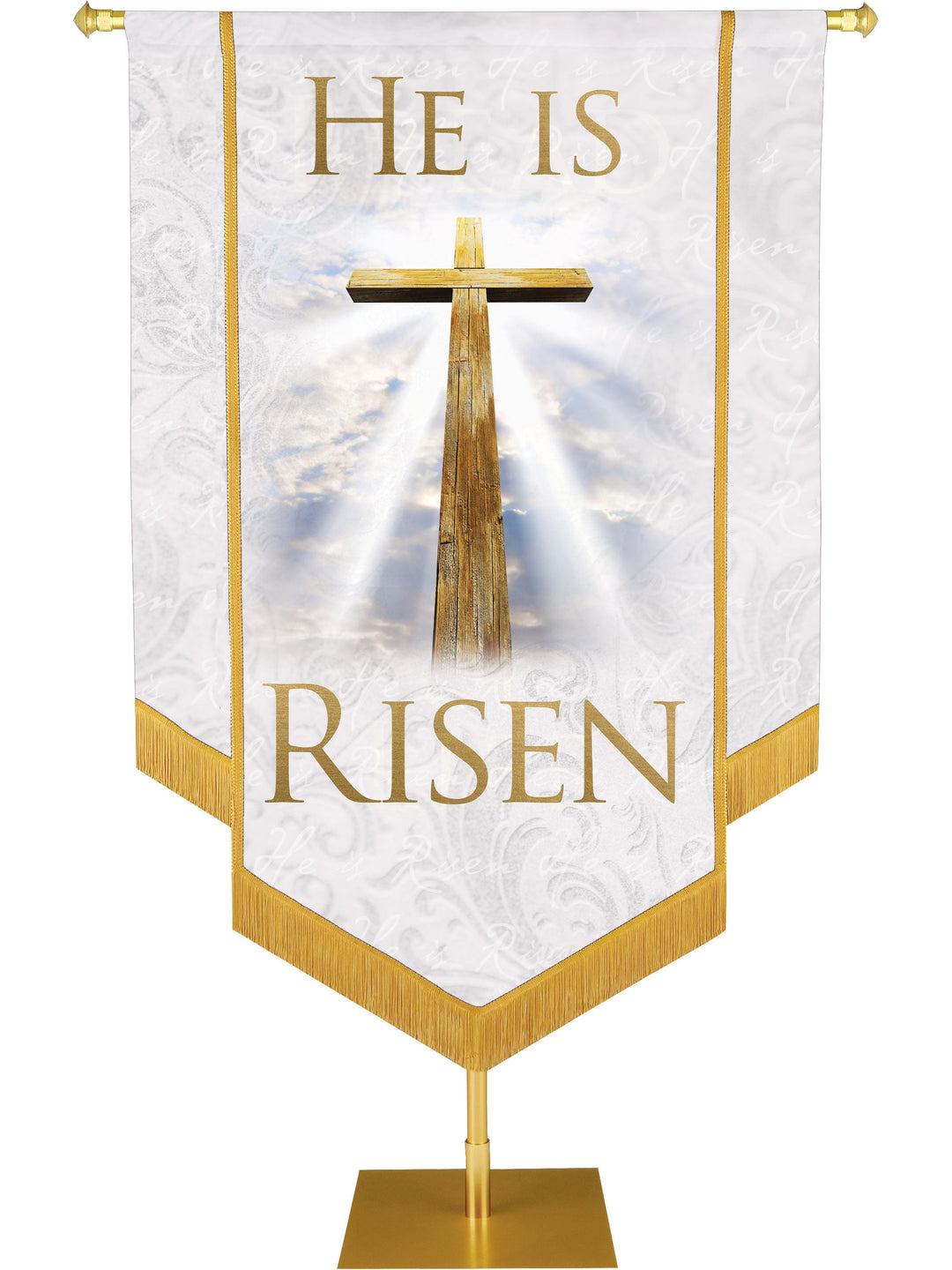 Overstock Names of Christ He Is Risen Embellished Banner Overstock Clearance Banner 2X3 White