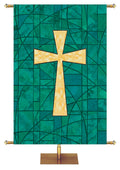 Cross Symbol - Stained Glass Classics Green 4x6 Format