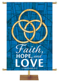 Faith Hope And Love - Trinity - Stained Glass Classics Blue 4x6 Format