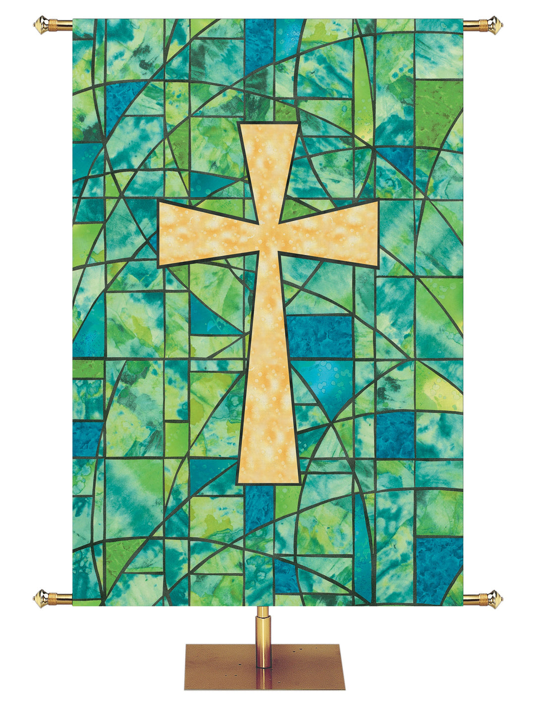 Overstock Stained Glass Symbols of Faith Cross Overstock Clearance Banner 3X5