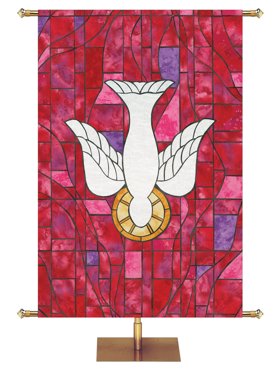 Overstock Stained Glass Symbols of Faith Descending Dove Overstock Clearance Banner 3X5