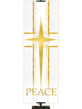 Star Symbol and Peace Tapestries of Faith Church Banner in Liturgical colors of Blue, Green, Purple, Red or White