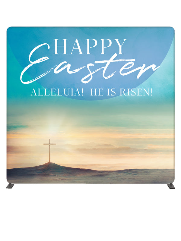 Happy Easter Cross Horizon 8' Backdrop With Tube Display Stand