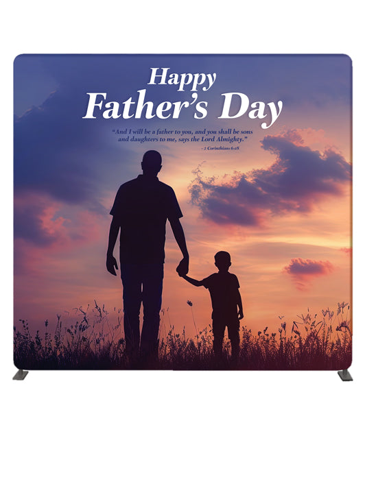 Happy Father's Day Father and Son Sunset 8' Backdrop With Tube Display Stand