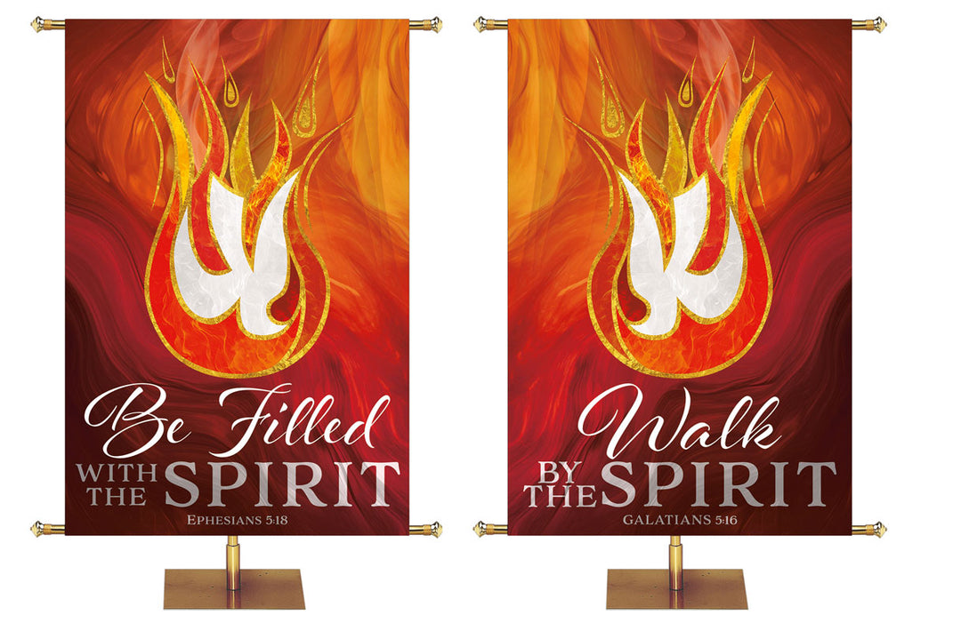 Buy One Get One Free Banner Offer - Pentecost Be Filled With The Spirit Ephesians 5:18 and Walk By The Spirit Galations 5:16 Descending Dove Symbol