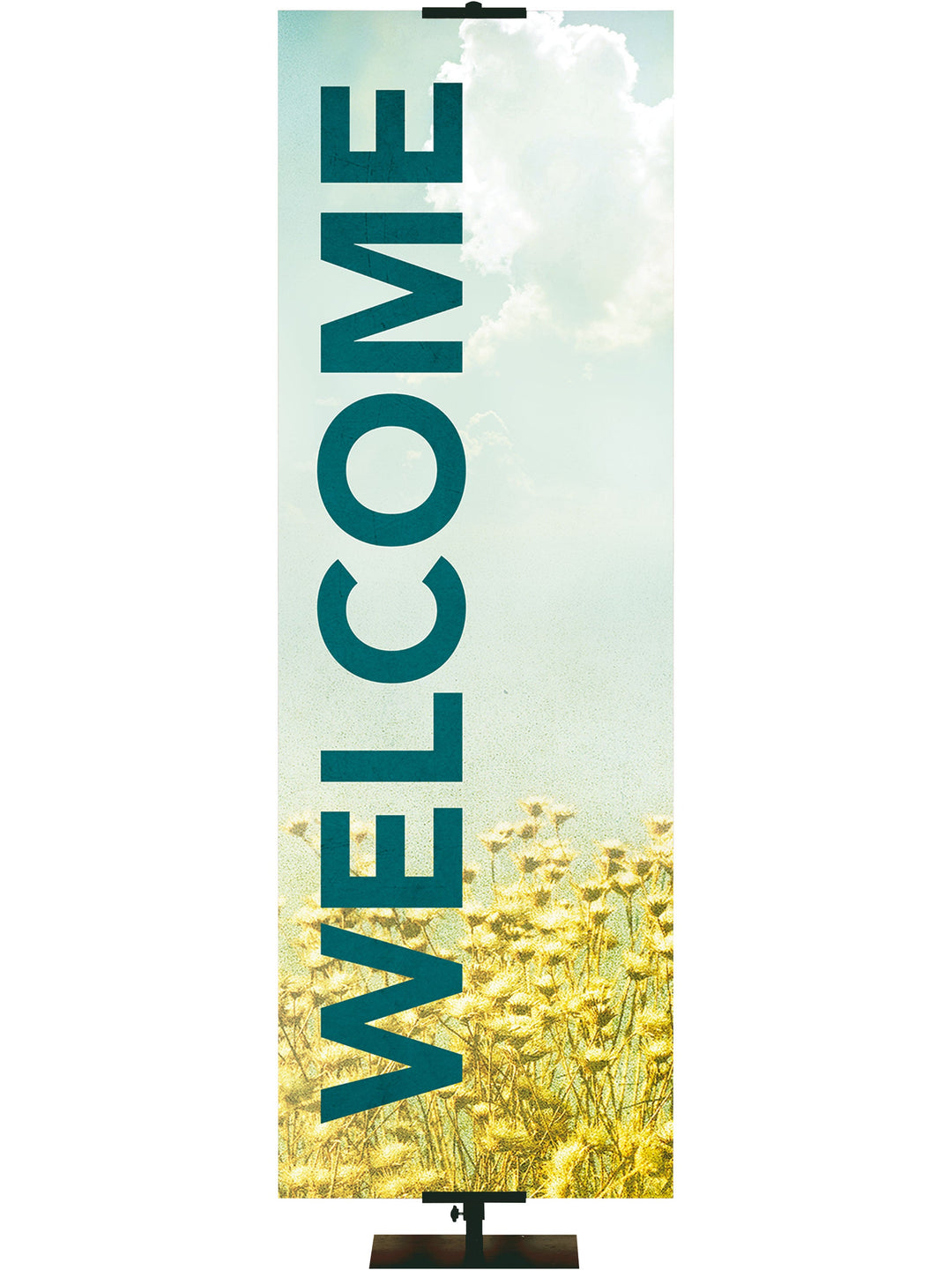Stock Welcome Banner Yellow Flowers Overstock Clearance Banner 18x5