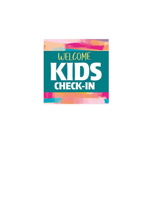 Wall Decals Welcome Kids Check-In Pastel Stripes