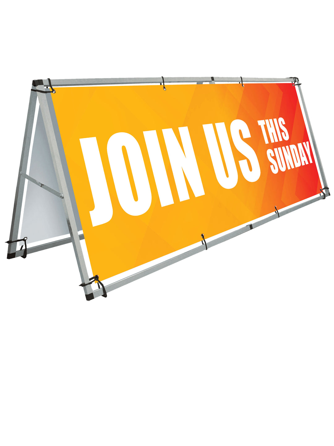 Orange Gradient Design Join Us Outdoor Horizontal Vinyl Banner and A-Frame Stand Set