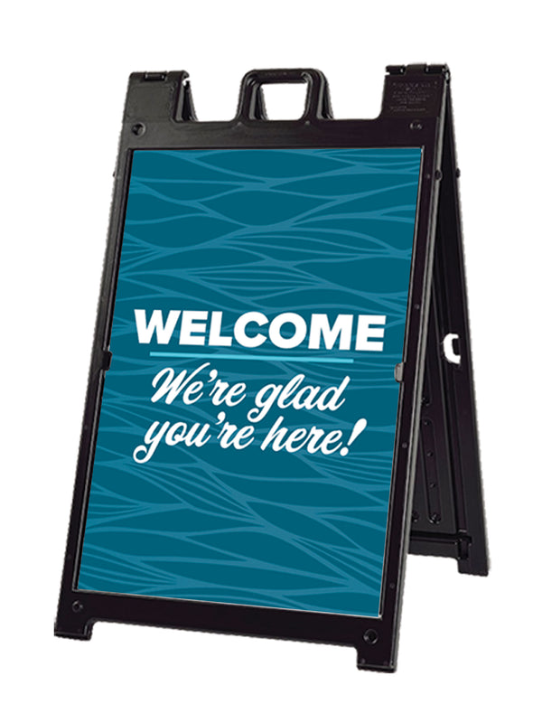 Woven Design Welcome A-Frame Sign and Stand Set