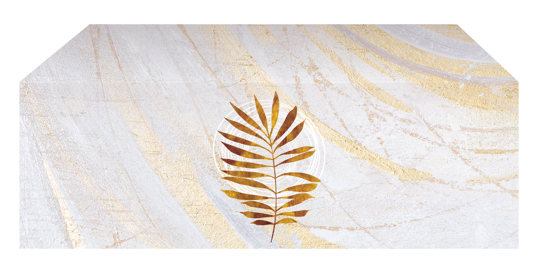 Altar Cloth for Easter Echoes of Easter with Palm Leaf Symbol in golds and bronze on white