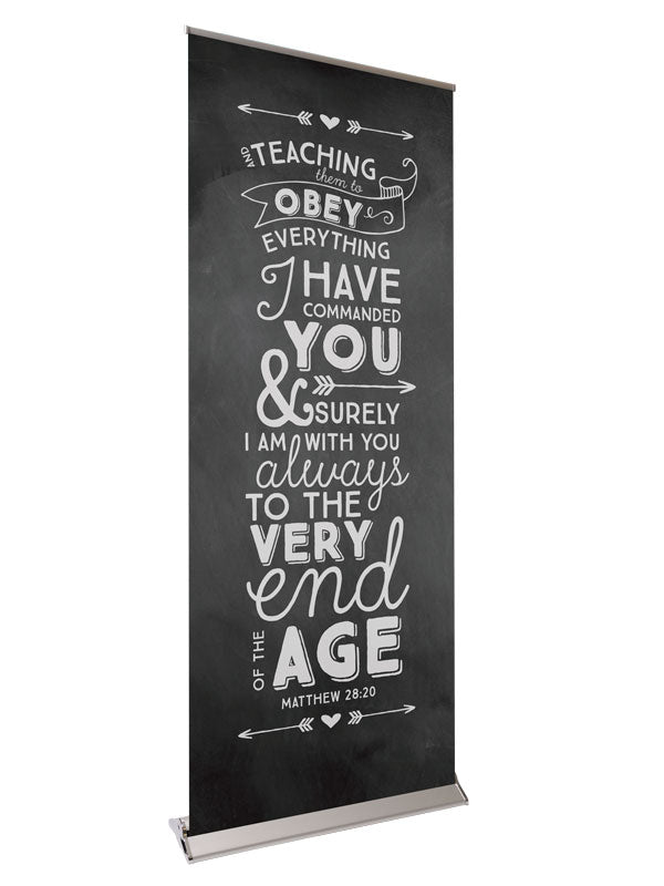 Retractable Banner with Stand Chalkboard Obey Everything I Have Commanded