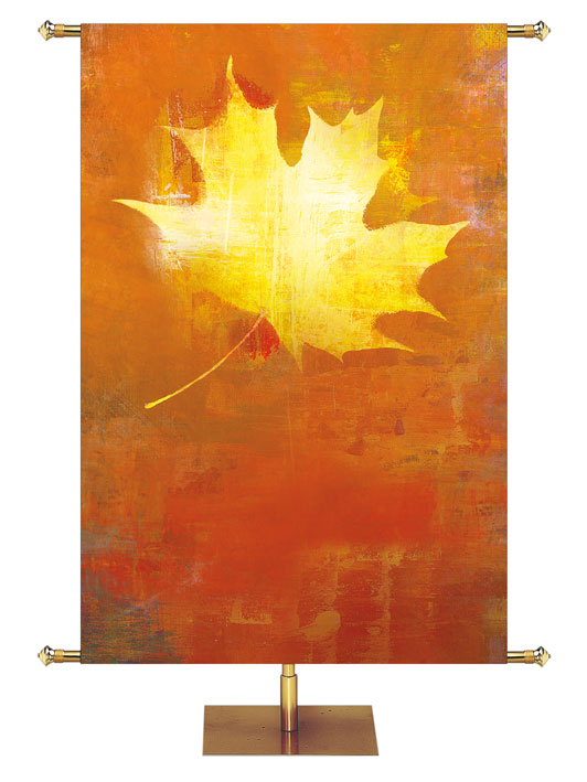 Custom Banner Background Brush Strokes of Autumn painted style right yellow leaf on gold