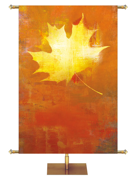 Custom Banner Background Brush Strokes of Autumn painted style left yellow leaf on gold