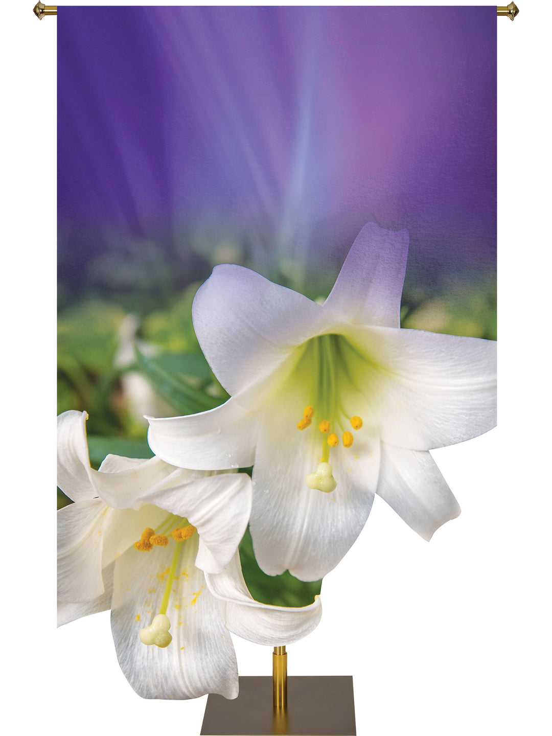 Contours of Easter Custom Banner Lily Left on Purple - Custom Easter Banners - PraiseBanners