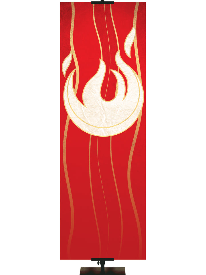 Custom Experiencing God Symbol Flame Banner in Blue, Green, Red, Purple and White