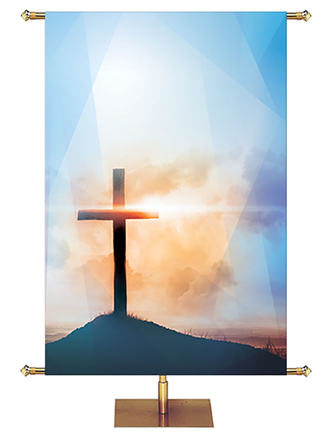 Custom Easter Light Banner Cross Left - Custom Easter Banners - PraiseBanners