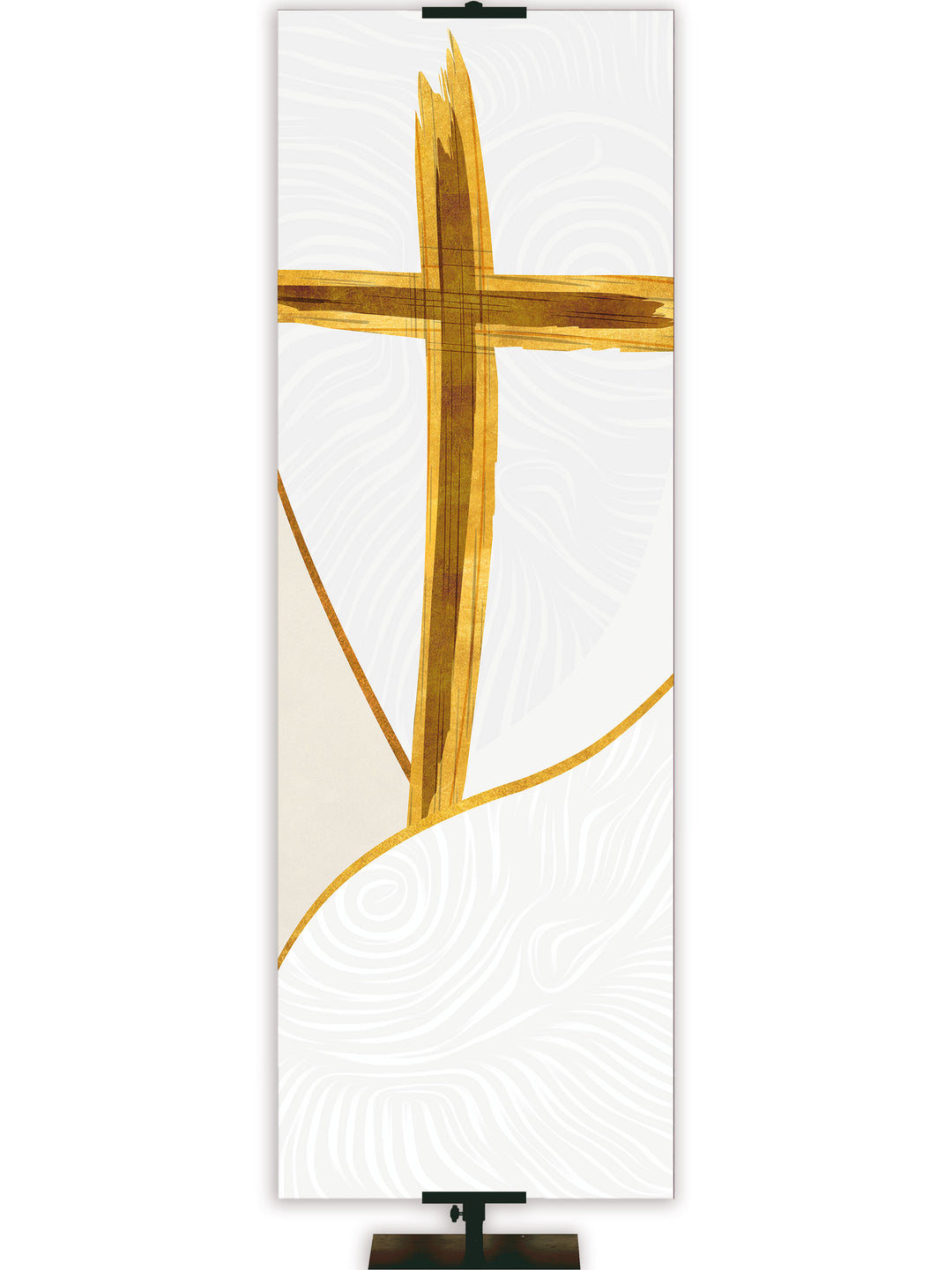 Custom Church Banner for Easter Gold Wooden Cross Right