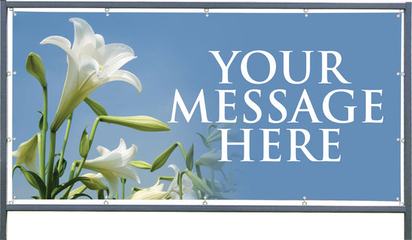 Custom Outdoor Banner with Frame Display - Contemporary Easter Lily
