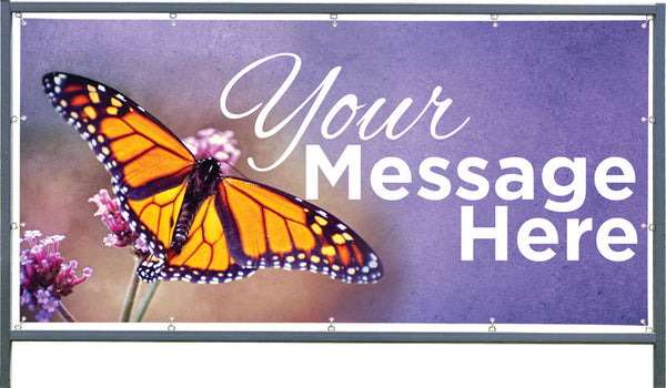 Custom Outdoor Banner with Frame Display - Orange Butterfly